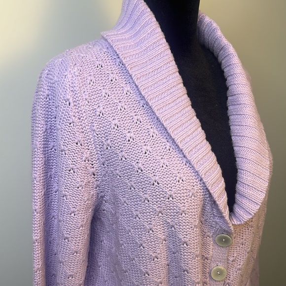 Lavender Cherokee Knit Cardigan Button UP with Belt women’s size large - Picture 2 of 7